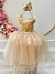 Vestido Infantil Dourado C/ Renda Metalizada Daminhas Festas (2124DR) - comprar online