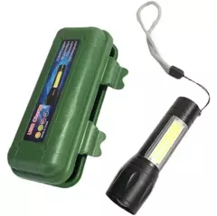 LINTERNA METÁLICA RECARGABLE USB CON ZOOM EN CAJITA VERDE(511)