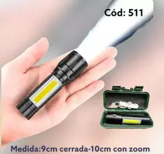 LINTERNA METÁLICA RECARGABLE USB CON ZOOM EN CAJITA VERDE(511) - comprar online