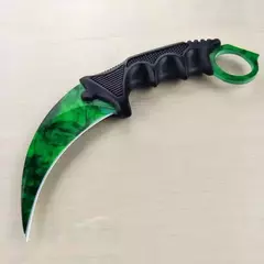 CUCHILLO KERAMBIT COLOR VERDE CON FILO FUNDA NEGRO PLÁSTICO RÍGIDO (A22-1)