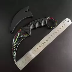 CUCHILLO KERAMBIT MULTICOLOR DOBLE LADO FUNDA NEGRA PLÁSTICO RÍGIDO (A22-3) - comprar online