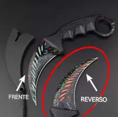 CUCHILLO KERAMBIT MULTICOLOR DOBLE LADO FUNDA NEGRA PLÁSTICO RÍGIDO (A22-3) en internet