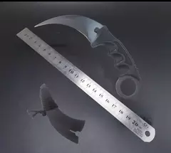 CUCHILLO KERAMBIT NEGRO CON FILO,FUNDA NEGRA PLÁSTICO RÍGIDO (A22-H-2) en internet