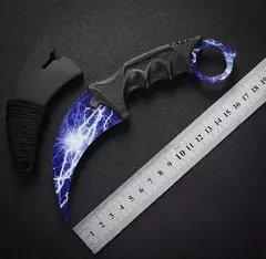 CUCHILLO KERAMBIT AZUL ILUMINACIÓN CON FILO,FUNDA NEGRA PLÁSTICO RÍGIDO (A22-7) - comprar online