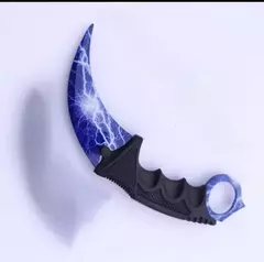 CUCHILLO KERAMBIT AZUL ILUMINACIÓN CON FILO,FUNDA NEGRA PLÁSTICO RÍGIDO (A22-7)