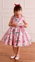 Vestido infantil floral com estampa de tulipas, laço em organza nas costas - comprar online