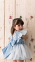 Vestido infantil azul claro curto com delicado bordado com pequenas pérolas - comprar online