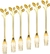 Mini Tenedor Hojas Gold postre, picadas Set X 6 Acero Dorado - Tiendaflay