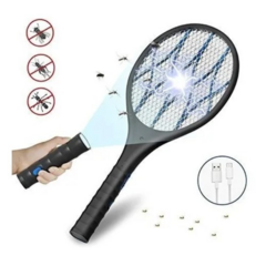 Raqueta Recargable Mata Moscas Mosquitos Insectos con Usb