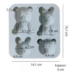 Molde de Silicona con 4 Diseños Osos - Importadosparavos.ok