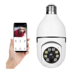 Camara De Seguridad Ip Domo Hd con Wifi Tipo Foco, Lampara Espia