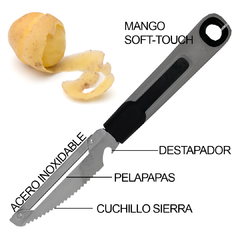 Pelapapa Multiuso 3 En 1 con Mango de Goma - Importadosparavos.ok