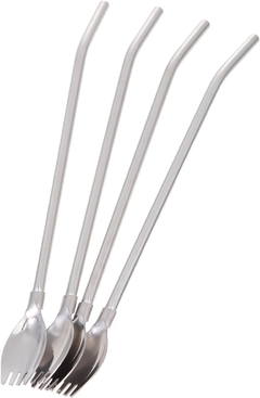 Sorbete Tenedor Set X6 Acero Cuchara Bombilla Pajita Trago - Importadosparavos.ok