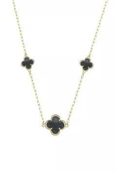 CHOKER DE TREVO ÔNIX BLACK NO OURO - Luni Acessórios