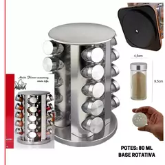 Porta Tempero INOX Com Base Giratória