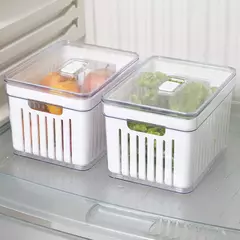 Kit 4 Organizador de Geladeira 3,8 Litros Cesto Com Tampa Multiuso Alimentos Verduras e Vegetais na internet