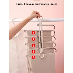 Cabide Multifuncional Para Calças De Inox Aço Com 5 Divisórias Organizador - Meus Importados Favoritos