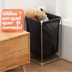 Cesto de Roupa Suja Inox Organizador Multiuso com Suporte organizador de Brinquedos