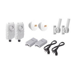 Kit de 2 radios B5X con 2 antenas de (16 dBi), rango de frecuencia extendida (4.9 a 6.4 GHz), incluye inyector POE, cable de alimentación y 2 FLEXIMOUNT-XL para alineación, distancia de hasta 4 km