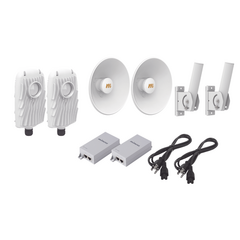 Kit de 2 radios B5X con kit de antenas (20dBi), rango de frecuencia extendida (4.9 a 6.4 GHz), incluye inyector POE, cable de alimentación y 2 FLEXIMOUNT-XL para alineación, distancia de hasta 8 km