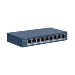 Switch PoE+ / Monitoreable / 8 Puertos 100 Mbps PoE+ / 1 Puerto 1000 Mbps Uplink / PoE hasta 300 metros / Conexión Remota desde Hik-PartnerPro / 60 W