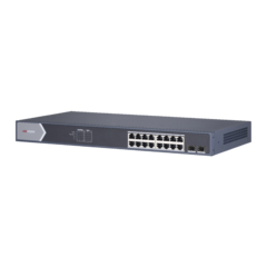 Switch Gigabit PoE+ / Monitoreable / 16 Puertos 1000 Mbps PoE+ / 1 Puerto 1000 Mbps de Uplink / 1 Puerto SFP / Configuración Remota desde Hik-PartnerPro / Modo Extendido hasta 300 Metros / 130 Watts