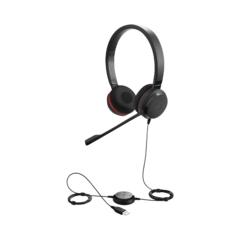 Jabra Evolve 30 Duo con conexión USB / 3.5mm, micrófono con cancelación de ruido y controlador en el cable con botones e indicadores LED (5399-829-309)