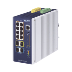 Switch Industrial Administrable Capa 3, Con 8 Puertos PoE Gigabit 802.3bt, 2 Puertos SFP de 1 G / 2.5 G, 2 Puertos SFP 10 G