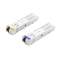 Transceptores Ópticos Bidireccionales SFP (Mini-Gbic) / Monomodo 1310 & 1550 nm / 1.25 Gbps / 1000BASE-BX / Conector LC/UPC Simplex / DDM / Hasta 5 km / 2 Piezas