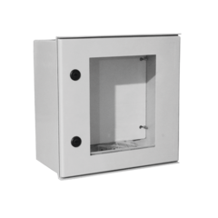 Gabinete de Poliéster IP65 Puerta Transparente, Uso en Intemperie (400 x 400 x 200 mm) con Placa Trasera Interior de Plástico (Incluye Chapa y Llave).