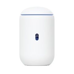 UniFi Dream Router con WiFi 6, 4 puertos LAN Gigabit de los cuales 2 son POE 802.3af. Todas las aplicaciones UniFi preinstaladas. Pantalla LCD