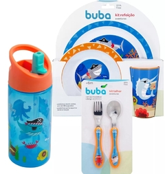 Kit Prato Bowl Copo Talheres E Garrafa Aventuras Pirata Buba