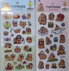 Kit 3 cartelas de adesivos capivara cute - Kids For Fun