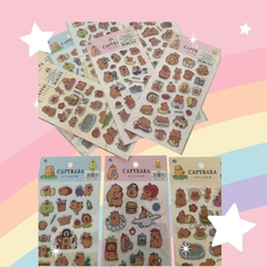 Kit 3 cartelas de adesivos capivara cute - comprar online