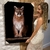 Imagem do Quadro Decorativo Animal Selvagem Puma Sentada Fundo Preto Vertical