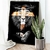 Quadro Decorativo Leão Preto e Branco Cruz e Coroa de Espinho Vertical - MFDecor