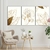 Quadros Decorativos Trio em Contorno de Folhas Dourado Fundo Branco - comprar online