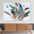 Quadro Decorativo Penas Coloridas Pequenas e Grandes Fundo Branco Horizontal - comprar online