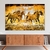 Quadro Decorativo Cavalos Dourados Fundo Abstrato Horizontal - comprar online