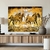 Quadro Decorativo Cavalos Dourados Fundo Abstrato Horizontal - MFDecor