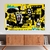 Quadro Decorativo Street Art Com Desenhos em Gravuras Fundo Amarelo Horizontal na internet