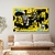 Quadro Decorativo Street Art Com Desenhos em Gravuras Fundo Amarelo Horizontal - MFDecor