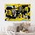 Quadro Decorativo Street Art Com Desenhos em Gravuras Fundo Amarelo Horizontal - comprar online