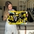 Imagem do Quadro Decorativo Street Art Com Desenhos em Gravuras Fundo Amarelo Horizontal