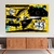 Quadro Decorativo Street Art Com Desenhos em Gravuras Fundo Amarelo Horizontal - comprar online