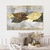 Quadro Decorativo Pintura de Folhas Coloridas em Detalhes Dourados Gold Horizontal - MFDecor