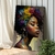 Quadro Decorativo Beleza Feminina Face em Perfil de Pintura de Mulher Negra Vertical - comprar online