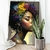 Quadro Decorativo Beleza Feminina Face em Perfil de Pintura de Mulher Negra Vertical - loja online