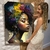 Quadro Decorativo Beleza Feminina Face em Perfil de Pintura de Mulher Negra Vertical