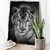 Quadro Decorativo Tigre Preto e Branco Olhos Azuis Vertical - MFDecor